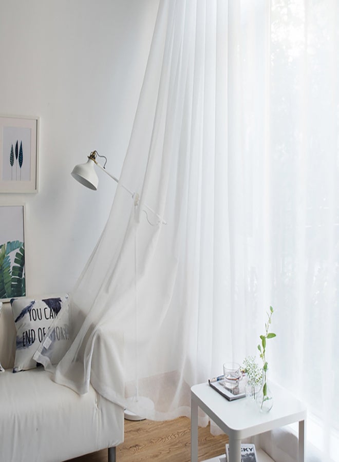 Sheer Curtains Living Room Rod Pocket Window Curtain Panels Bedroom Semi Sheer Voile Curtains White (39''Wx98''L,2 Panels) - Image 3